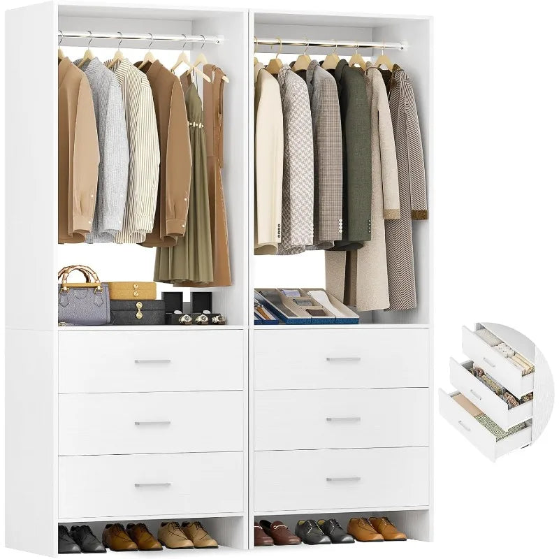 Wood Closet System Walk-in Closet Organizer Wardrobe Storage