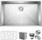 30x18 Inch Undermount Stainless Steel Kitchen Sink Set with Grid and Drain Assembly