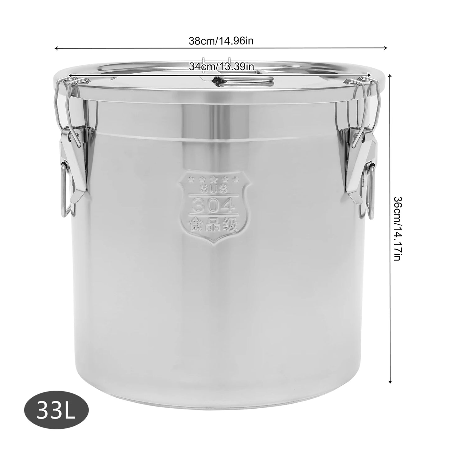 Stainless Steel Airtight Container Food Storage Bucket with Lid