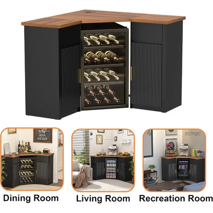 Bar Cabinet with Fridge Space, Storage,