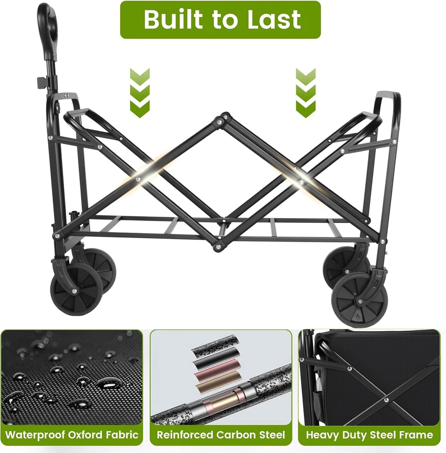 Portable Wagons for Groceries, with All-Terrain Wheels  Drink Holders