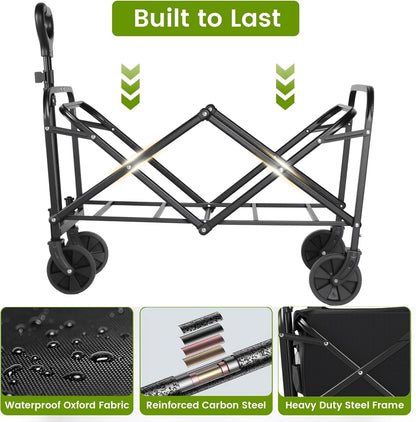 Portable Wagons for Groceries, with All-Terrain Wheels  Drink Holders