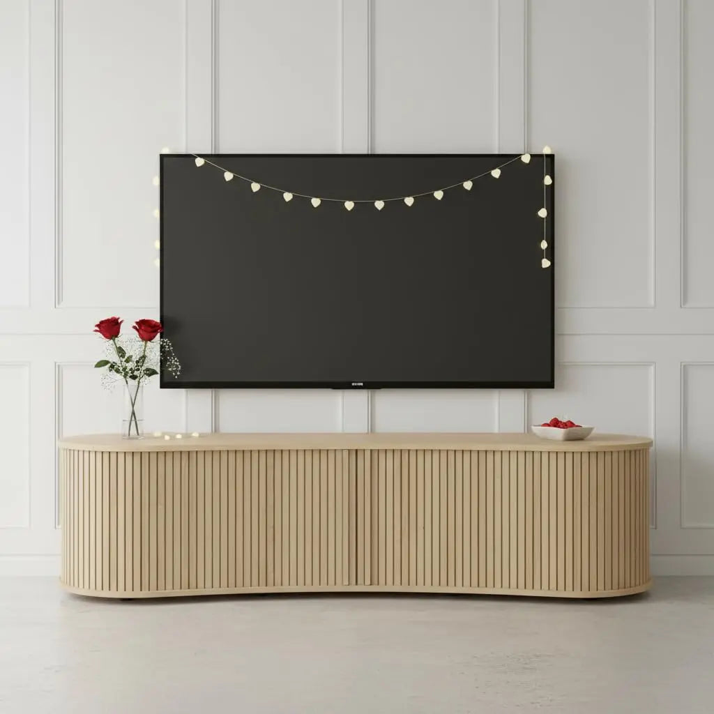 Wood TV Stand Media Console Storage Cabinet