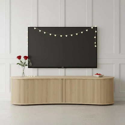 Wood TV Stand Media Console Storage Cabinet