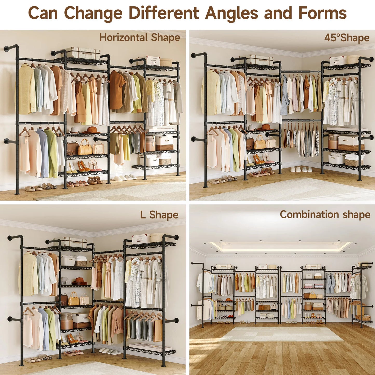Closet Organizer System with Rods Expandable