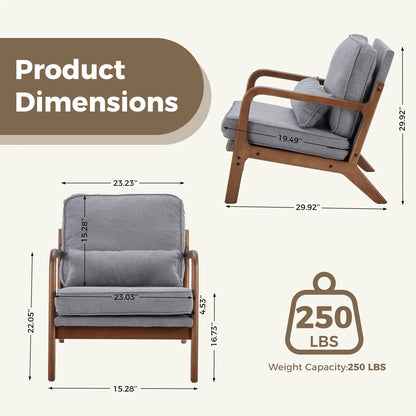 Chair Solid Wooden Frame with Arms and Waist Cushion