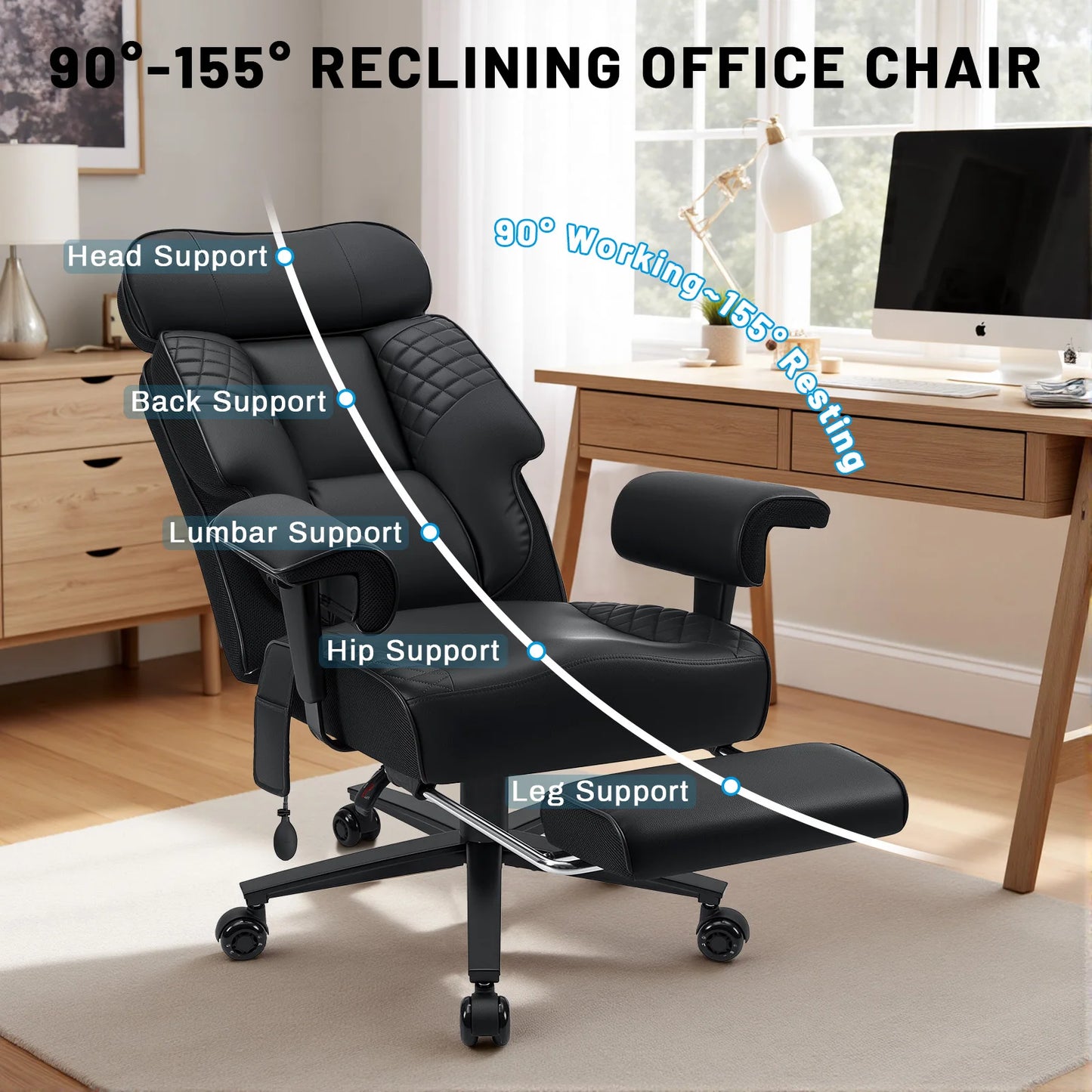 Office Chair with Foot Rest and Waist Lumber Support