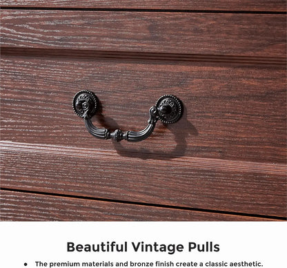 Cherry Wood Chest of Drawers, Rustic Wide Drawers