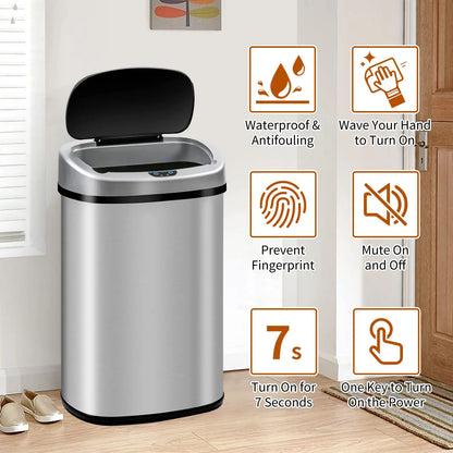 Kitchen Trash Can, Stainless Steel, Touch free Motion Sensor
