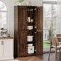 Freestanding Storage Cabinet with 4 Doors and Adjustable Shelves