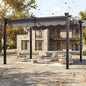 10x12FT Outdoor Aluminum Pergola, with Retractable Canopy and Anchoring Stand