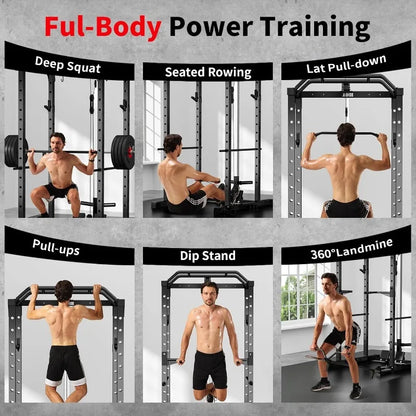 Multi-Functional Power Rack with Cable System
