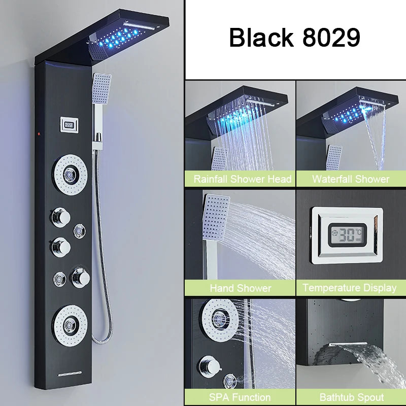 Shower Panel SPA Massage Jet Shower Waterfall Rain Shower