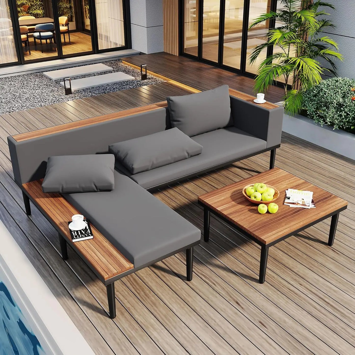 Outdoor Sofa Set with Coffee Table,