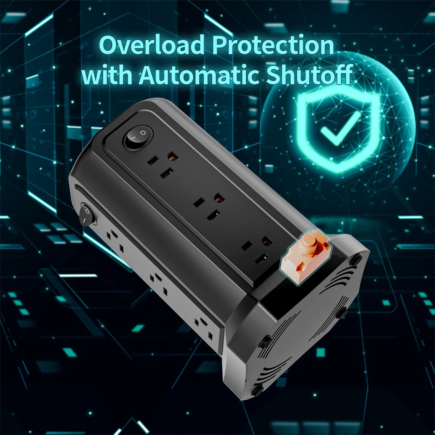 power strip equipped with a surge protector.