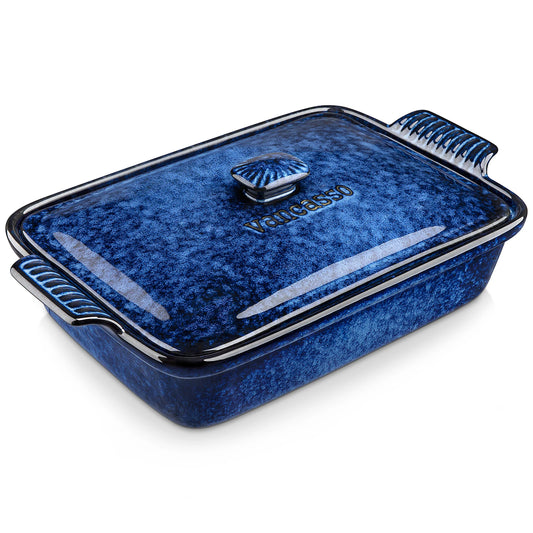 Casserole Baking Dish with lid; Stoneware casserole; Microwave safe