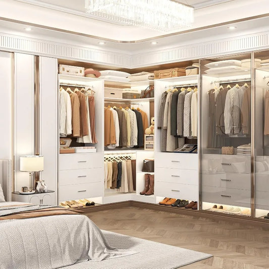 Wood Closet System Walk-in Closet Organizer Wardrobe Storage