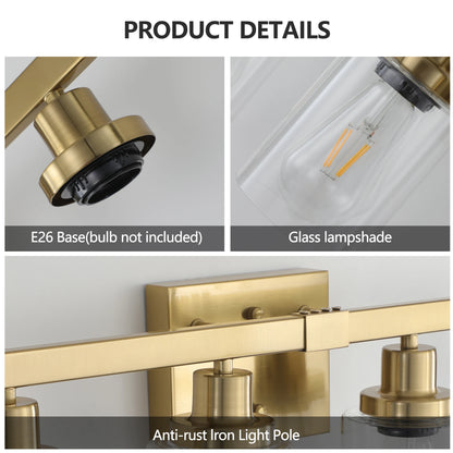 4-Light Vanity Light with Clear Glass Shades(No Bulbs)
