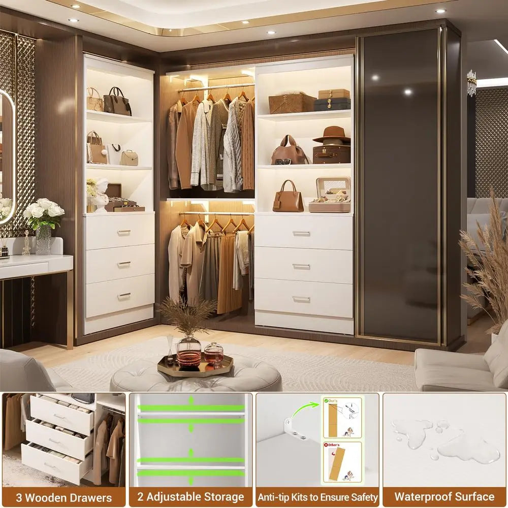 Wood Closet Organizer System with 3 Drawers