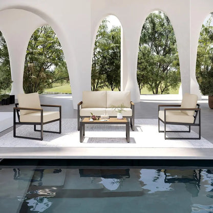 Patio Furniture Set, 4 Piece Outdoor with Thick Cushions, & coffee table