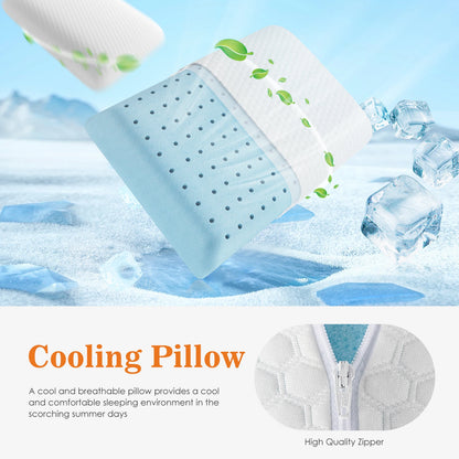 Memory Foam Pillows Standard Size, Ventilated Cooling, & Removable Washable Cover