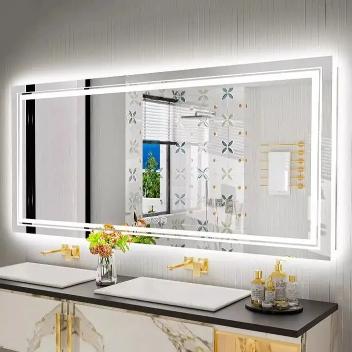 Illuminated Bathroom Mirror, Front and Backlit Lights