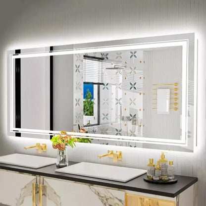Illuminated Bathroom Mirror, Front and Backlit Lights
