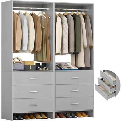 Wood Closet System Walk-in Closet Organizer Wardrobe Storage