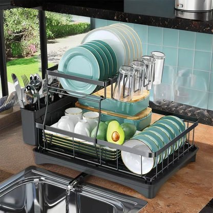 2-tier dish drying rack for countertops,