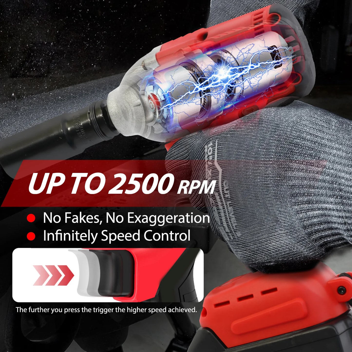 20V Cordless Electric Impact Wrench 1/2 Inch with  2 Batteries