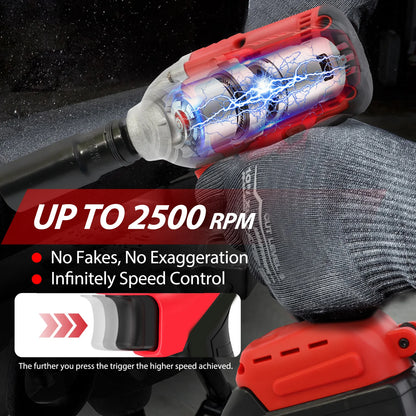 20V Cordless Electric Impact Wrench 1/2 Inch with  2 Batteries