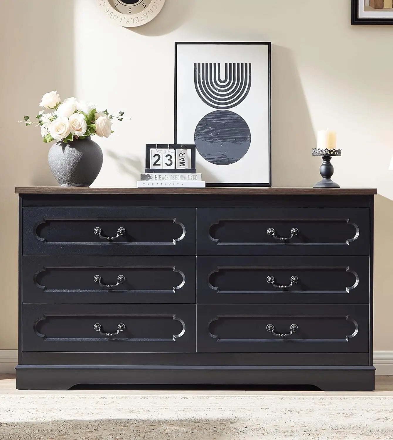 Cherry Wood Chest of Drawers, Rustic Wide Drawers