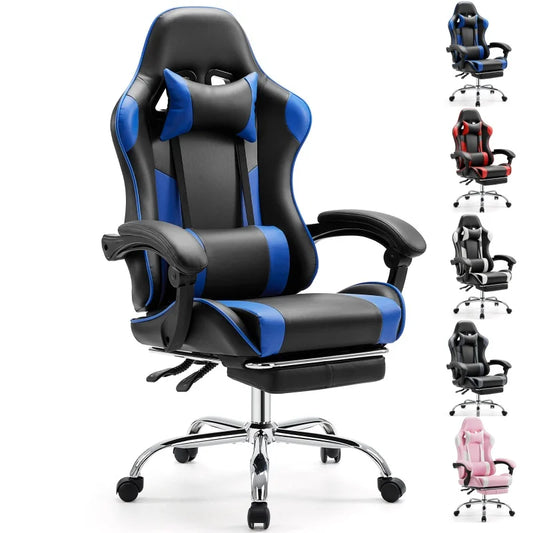 Chair Adjustable Swivel, Leather with Headrest and Lumbar Support