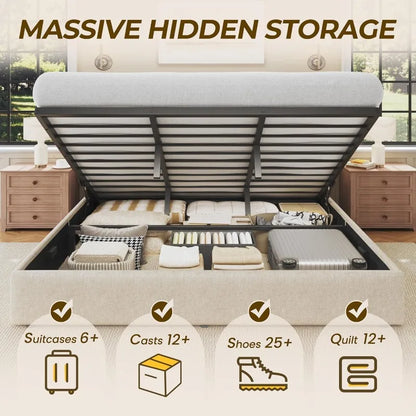 Lift Up Storage, Upholstered Platform Bed