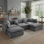 Modular Sectional Sofa with Ottoman, Solid Wood Frame