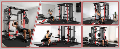 Power Cage Smith Machine with 2000LB Squat Rack Cable System