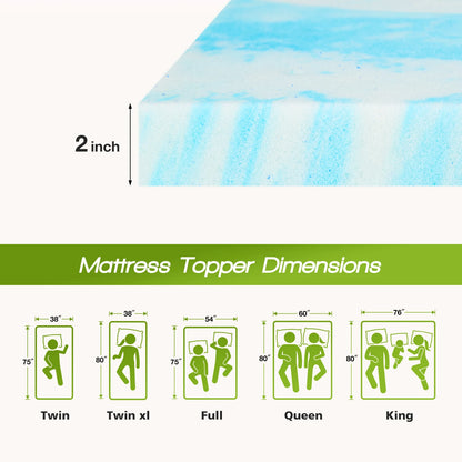 Memory Foam Mattress Topper Thick Gel, Cooling, Soft and Breathable