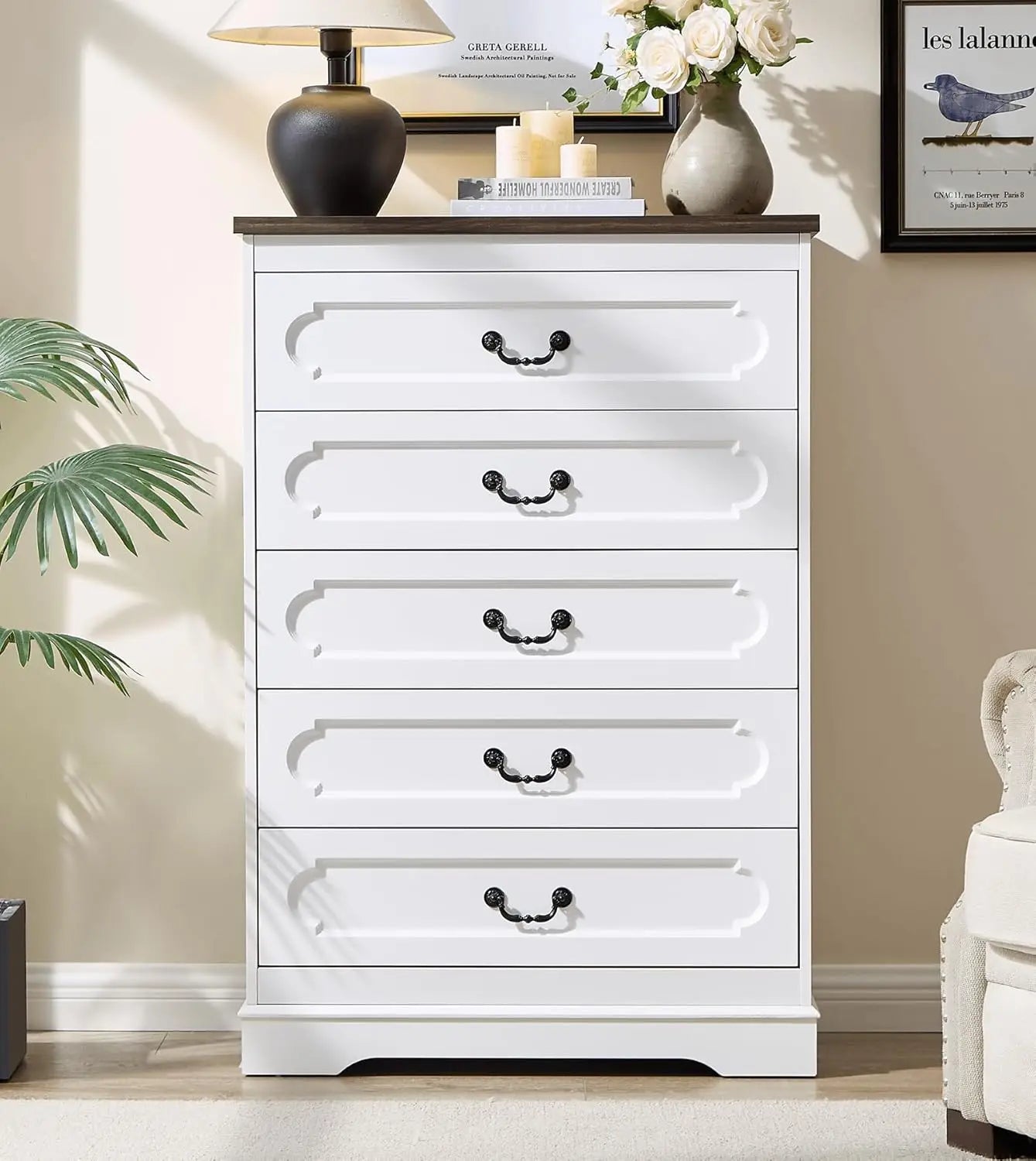 Cherry Wood Chest of Drawers, Rustic Wide Drawers