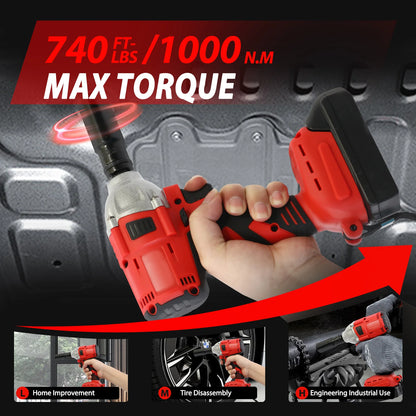 20V Cordless Electric Impact Wrench 1/2 Inch with  2 Batteries
