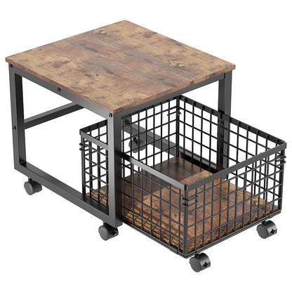 Mini Fridge Stand With Wheels & Storage Basket
