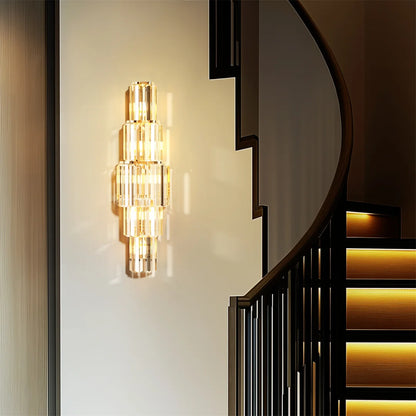 LUVODI Modern Crystal Wall Lamp 3-Layer Wall Crystal Sconce Light E14 Led Corn Lights