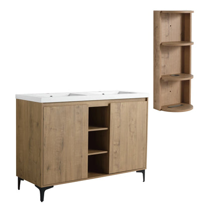 48" Freestanding Bathroom Vanity With Double Sink and Storage Rack, Soft Close Doors,Combination Cabinet(KD-Packing)