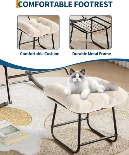 Outdoor Papasan Rocking Chair with Footrest