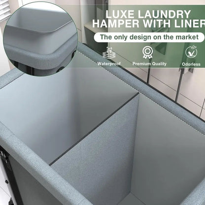 Gal190L High Grade Large Laundry Basket with Wheels, Rolling Laundry Hamper, Laundry Cart with Metal Frame and Removable Bag Des