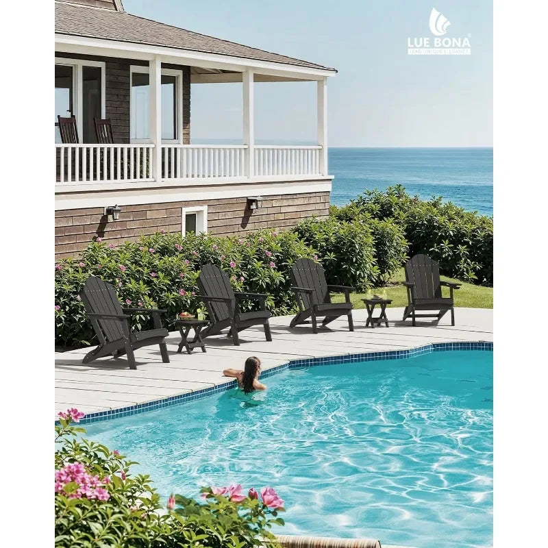 Folding Adirondack Chair, Set of 4, Cup Holder