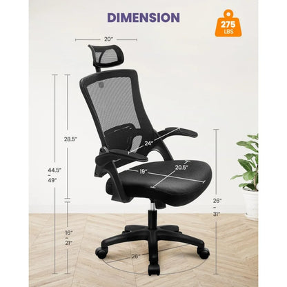Office Desk Chair High Back Mesh Chair, Adjustable Arms & Lumbar