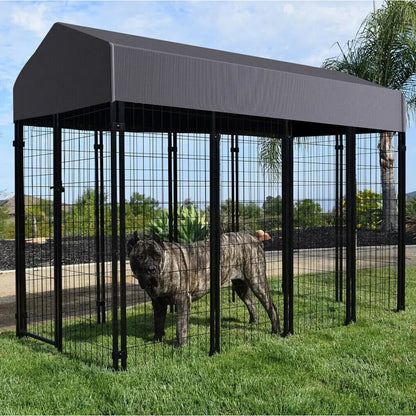 Outdoor Pet Kennel, With High Fence, & Roof