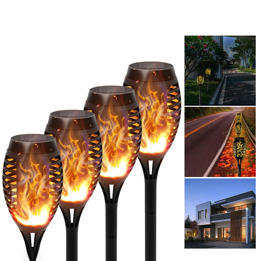 Solar Flame Torch Light LED Flickering Outdoor Night Lamp