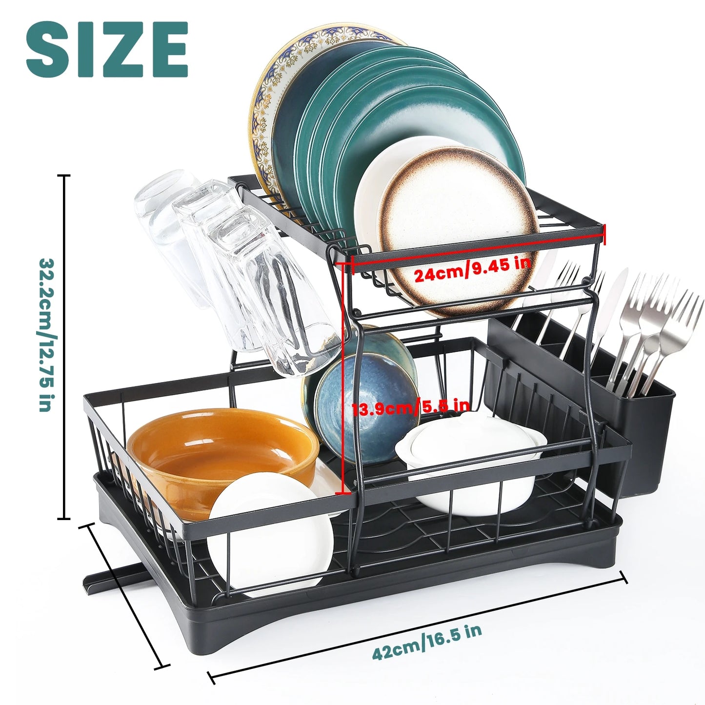 2-tier dish drying rack for countertops,