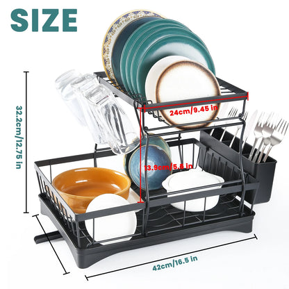 2-tier dish drying rack for countertops,